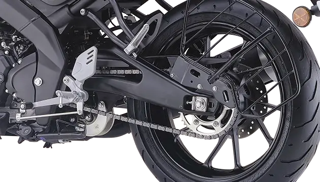 Yamaha XSR 155 aluminium swingarm design at Oxena Motors showroom
