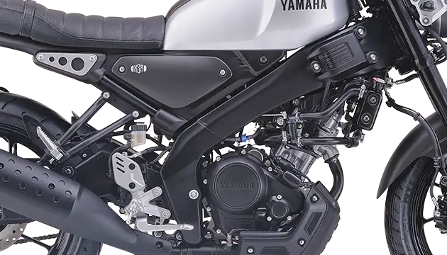 Yamaha XSR 155 deltabox frame structure showcased at Oxena Motors