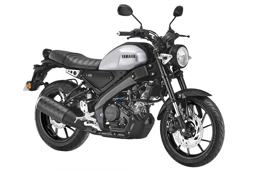 Grey Yamaha XSR 155 motorcycle displayed at Oxena Motors Coimbatore